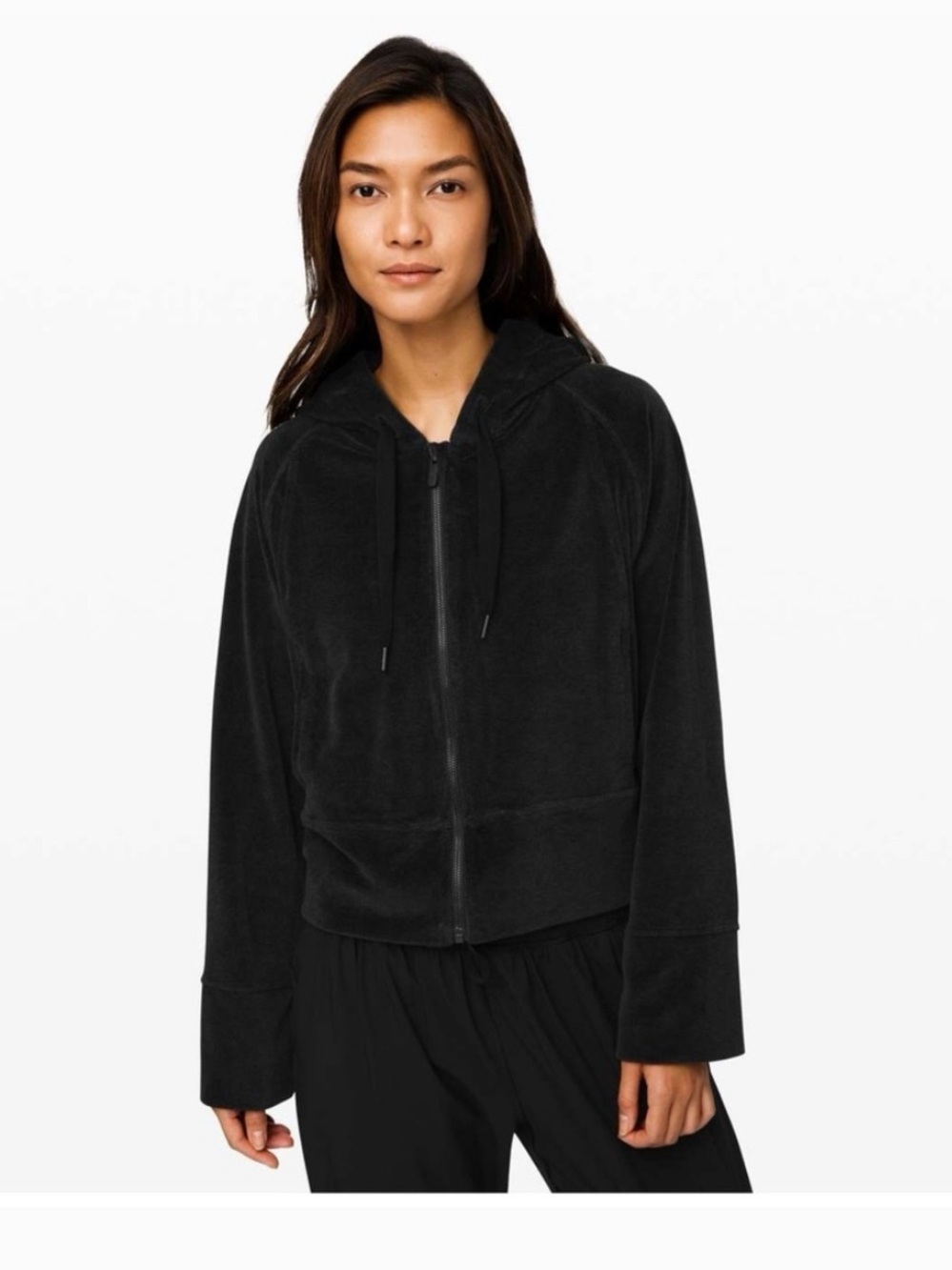 Lululemon Morning Restore Velour Hoodie In Heathered Black Sz XS/Small